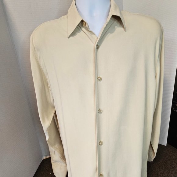 Tommy Bahama Long Sleeve Button Down, Cream, Silk, Size Medium - Picture 7 of 7